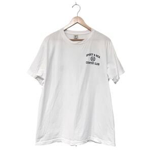 Sporty & Rich Country Club Varsity Crest Tee T Shirt Top White 100% Cotton Sz L
